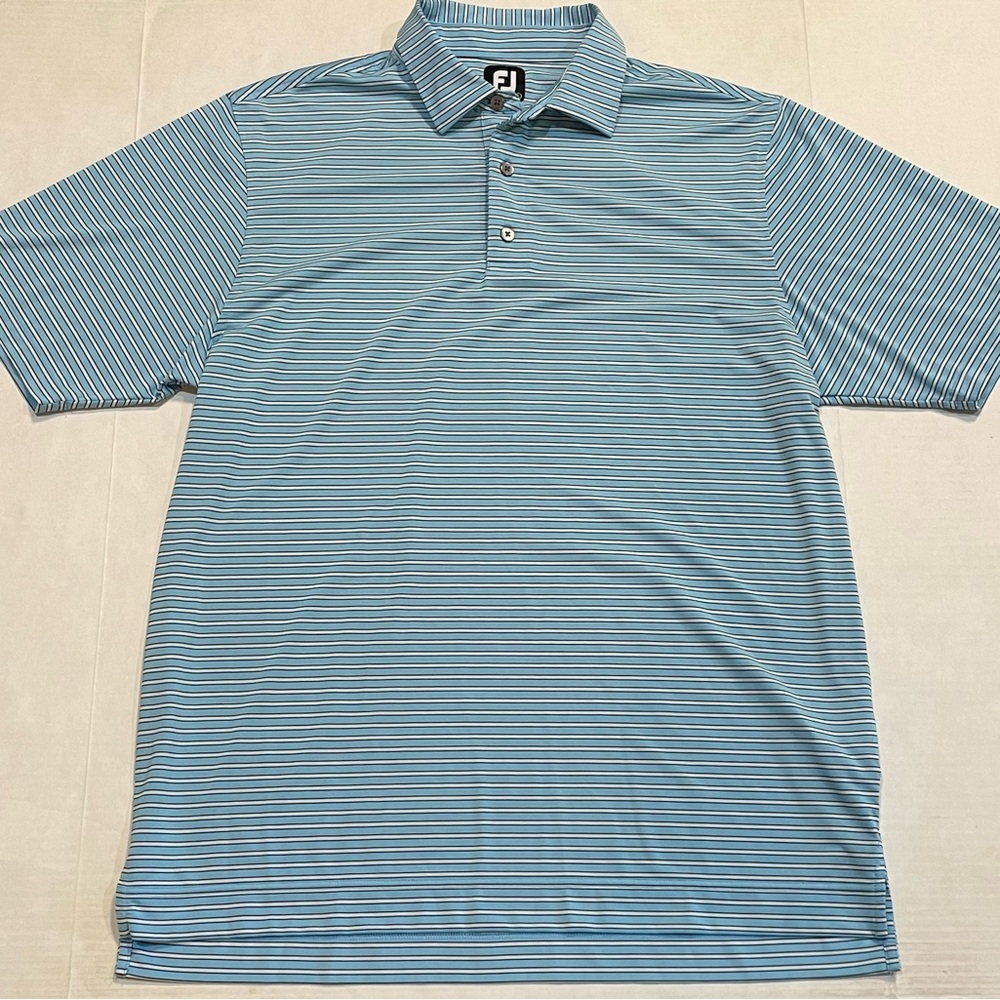 FootJoy FJ Blue White Stripe Golf Polo Shirt Men’s Size L